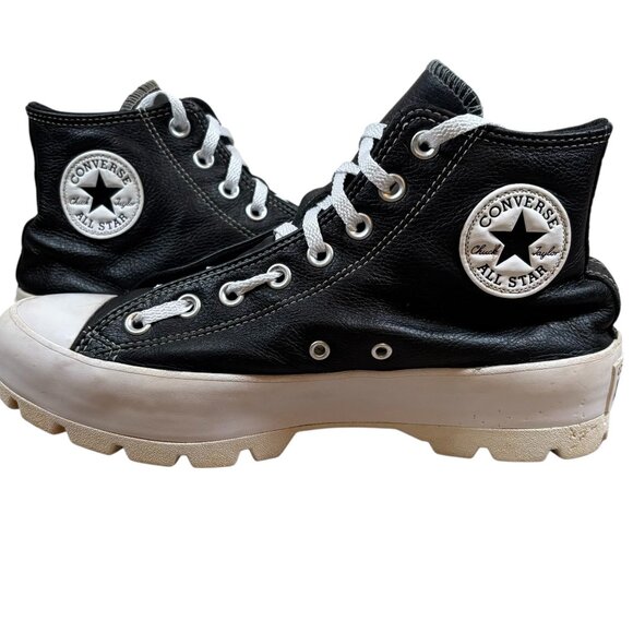 Converse Leather All Star Lugged Black Platform Sneakers - Picture 1 of 9